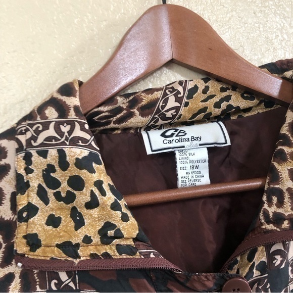 Vintage Carolina Bay Leopard Print Button Full Zip Jacket Size 18W - Picture 5 of 8